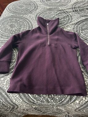 Sweaty Betty Plum Quarter-Zip Turtleneck Sweater